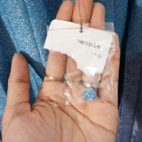 🆕Free People Pleated Metallic Pullover Blouse Top - Picture 7 of 8